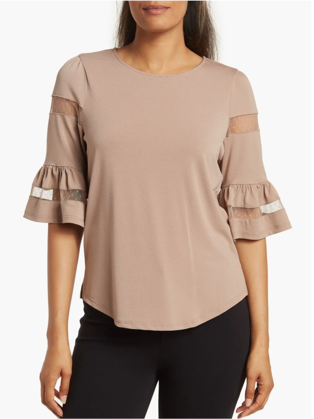 Adrianna Papell NWOT! Illusion Lace Sleeve Knit Blouse